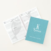 Carnet Recette de nom de script de monogramme sarcelle bl (Intérieur)