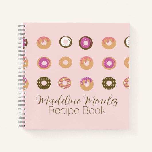 Carnet Recette de nourriture rose de beignes mélangées (Devant)