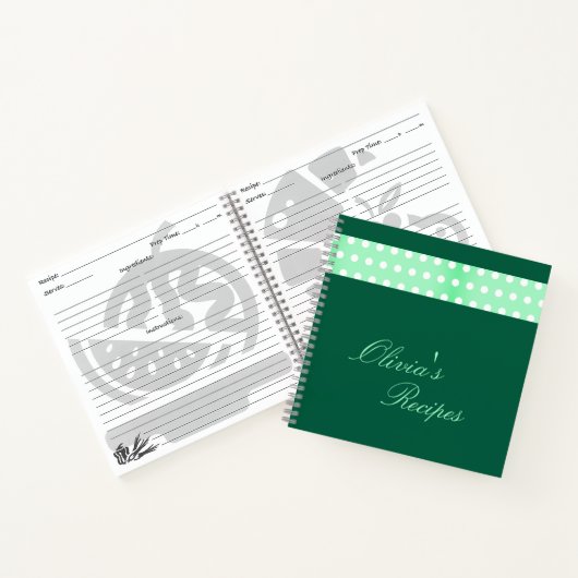 Carnet Recette de points Poka verts (Intérieur)