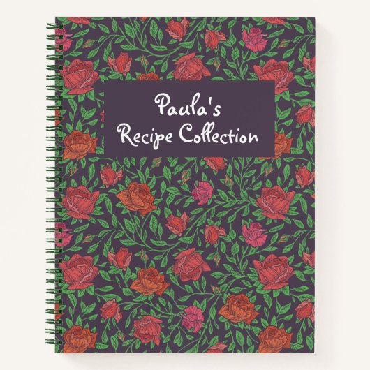 Carnet Recette de roses fuchsia rouges parfaites de style (Devant)