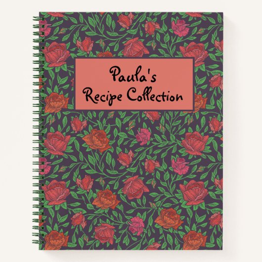 Carnet Recette de roses fuchsia rouges parfaites de style (Devant)