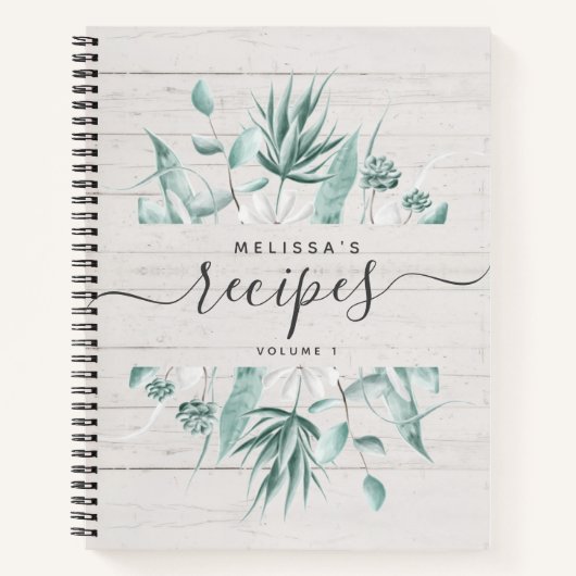 Carnet Recette de script d'aquarelle Rustique personnalis (Devant)