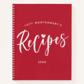 Carnet Recette de script de pinceau blanc Crimson (Devant)