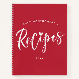 Carnet Recette de script de pinceau blanc Crimson