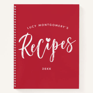 Carnet Recette de script de pinceau blanc Crimson