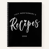 Carnet Recette de script de pinceau noir blanc (Devant)