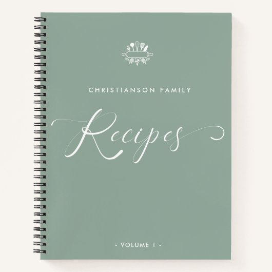 Carnet Recette de script élégant de nom personnalisé (Devant)