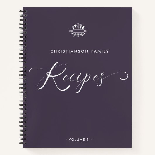 Carnet Recette de script élégant de nom personnalisé (Devant)
