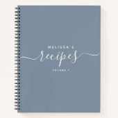 Carnet Recette de script élégant et moderne Dusty Blue pe (Devant)
