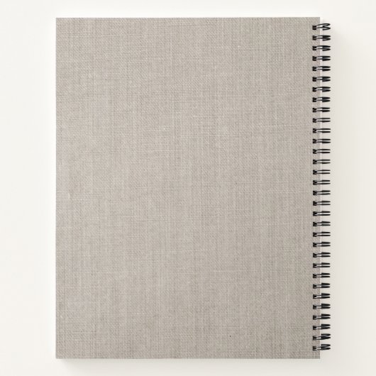Carnet Recette de script en lin beige monogramme rustique (Dos)
