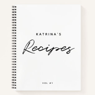 Carnet Recette de style minimaliste moderne blanc noir pe