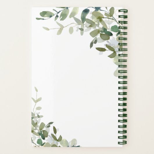 Carnet Recette de verdure botanique moderne Eucalyptus (Verso)
