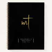 Carnet Recette du script Initiales Monogrammes d'or noir (Devant)