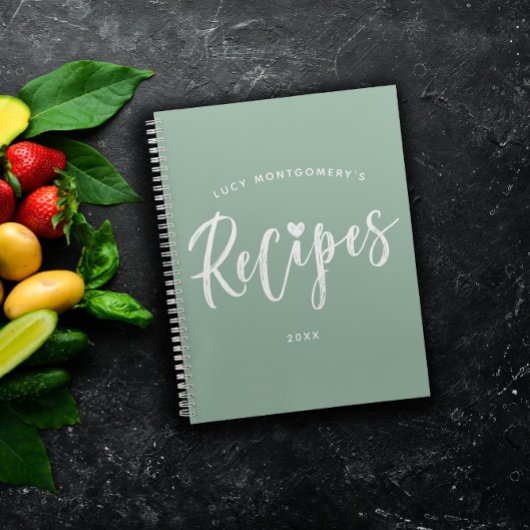 Carnet Recette du script Pinceau blanc vert ardoise