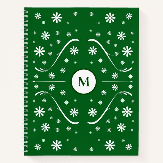 Carnet Recette Emerald Green Flower Power Monogram (Devant)