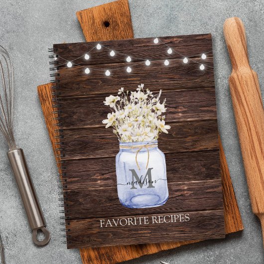 Carnet Recette en bois Brown de marmite blanc monogramme