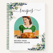 Carnet Recette eucalyptus vert or photo grand-mère (Devant)