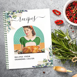Carnet Recette eucalyptus vert or photo grand-mère