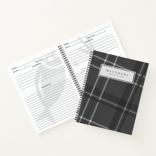 Carnet Recette familiale personnalisée en plaid gris (Intérieur)