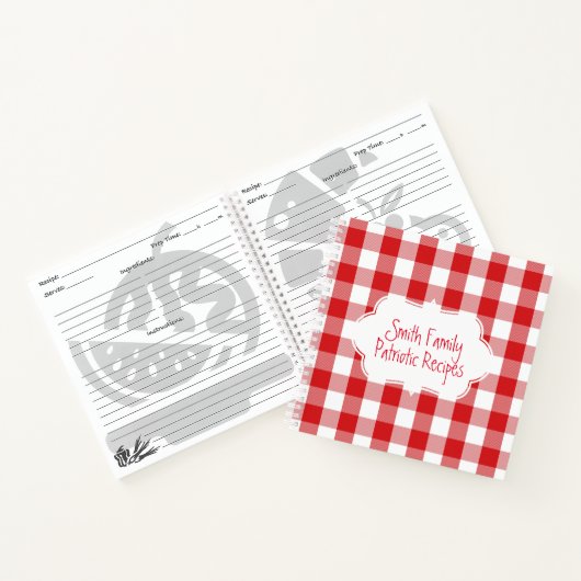 Carnet Recette familiale Plaid Buffalo rouge et blanc (Intérieur)