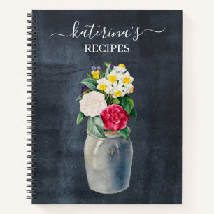 Carnet Recette Fleur sauvage d'aquarelle Retro Chalkboard
