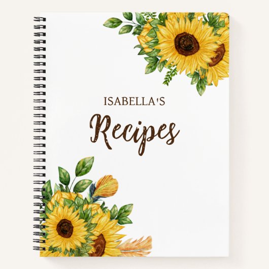 Carnet Recette florale d'aquarelle personnalisée (Devant)
