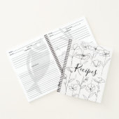 Carnet Recette florale minimale noire et blanche fleur sa (Intérieur)