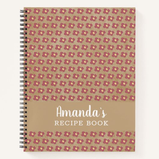 Carnet Recette florale Motif beige rustique (Devant)
