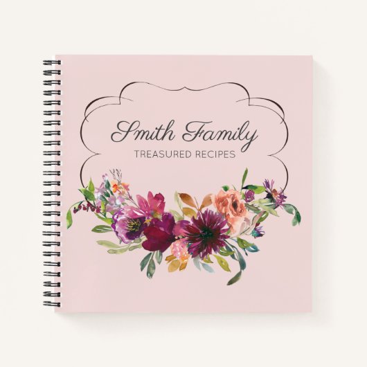 Carnet Recette florale Plum violet rose rose pâle personn (Devant)