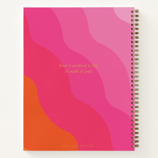 Carnet Recette Gras Retro Moderne rose et or Monogramme R (Dos)