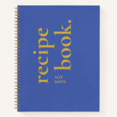 Carnet Recette Gras simple bleu et or noir monogramme rec (Devant)