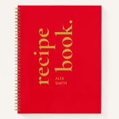 Carnet Recette Gras simple rouge et or Monogramme blanc R (Devant)