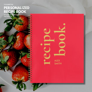 Carnet Recette Gras simple rouge et or Monogramme blanc R