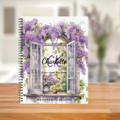 Carnet Recette lilas fleurs de fenêtre rose monogramme