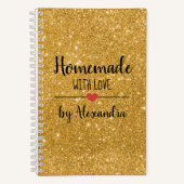 Carnet Recette maison avec parties scintillant en or (Recto)