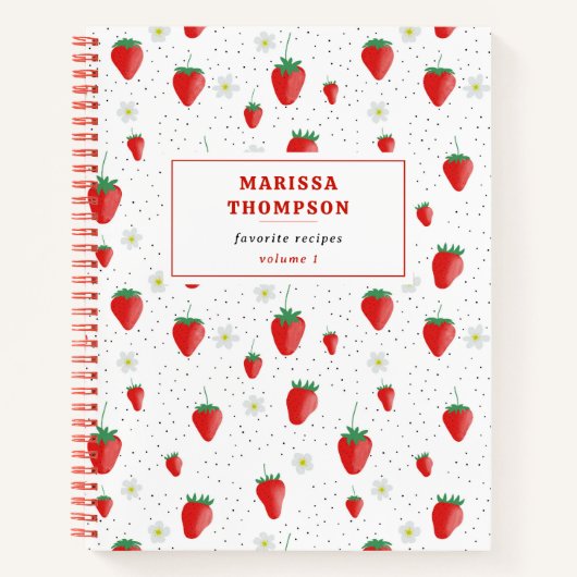 Carnet Recette mignonne de fraises et fleurs d'été (Devant)