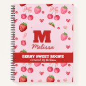 Carnet Recette mignonne rouge rose Berry Sweet Monogramme (Devant)