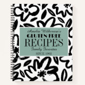 Carnet Recette moderne de fleur noire et blanche (Devant)