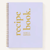 Carnet Recette moderne simple Bold Lilac et or Monogramme (Devant)