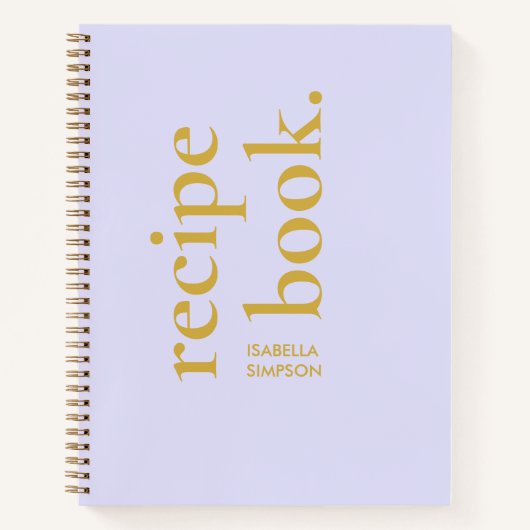 Carnet Recette moderne simple Bold Lilac et or Monogramme (Devant)