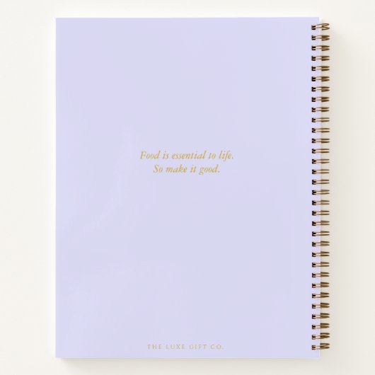 Carnet Recette moderne simple Bold Lilac et or Monogramme (Dos)