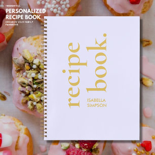 Carnet Recette moderne simple Bold Lilac et or Monogramme