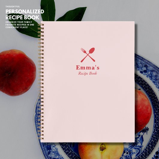 Carnet Recette moderne simple et jolie rose et rouge