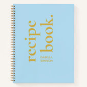 Carnet Recette moderne simple Gras bleu et or Monogramme  (Devant)