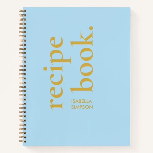 Carnet Recette moderne simple Gras bleu et or Monogramme  (Devant)