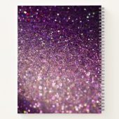 Carnet Recette monogramme script nom violet paillettes sc (Dos)