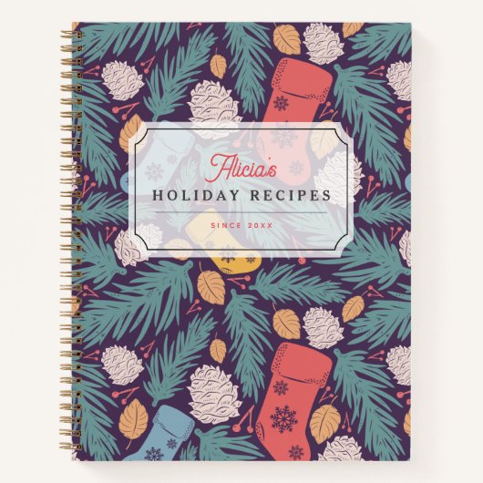 Carnet Recette Noël Stocking Motif Holiday Recette (Devant)