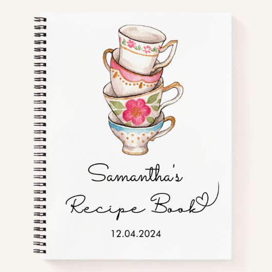 Carnet Recette nuptiale moderne Blush et White Tea Party (Devant)