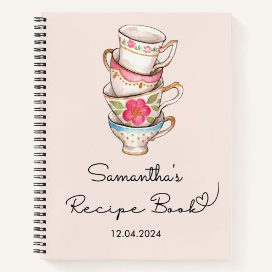 Carnet Recette nuptiale moderne Blush Tea Party (Devant)