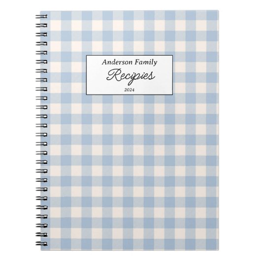 Carnet Recette Pastel Blue Gingham (Devant)